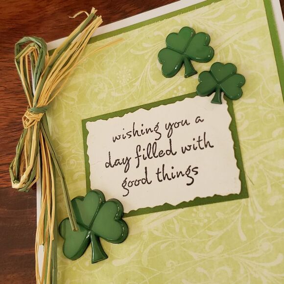 HANDMADE ST PATRICK'S DAY Cards Green Shamrock Clover - Picture 3 of 7